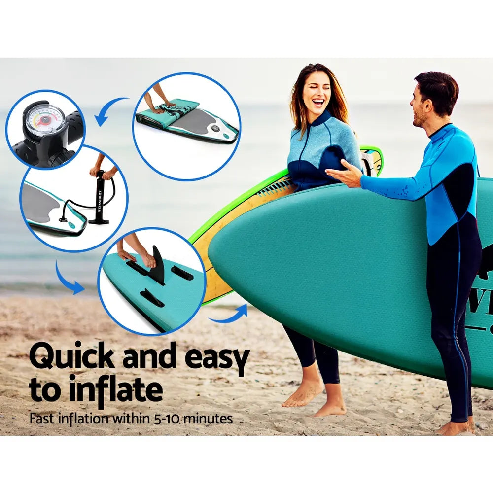 Weisshorn Stand Up Paddle Board 10.6ft Inflatable SUP Surfboard Paddleboard Kayak Surf Green - Image 7