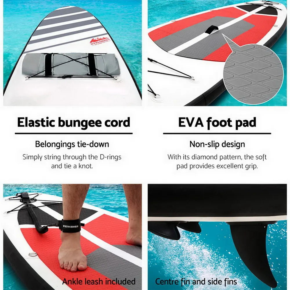 Weisshorn Stand Up Paddle Board 11ft Inflatable SUP Surfboard Paddleboard Kayak Surf Black - Image 5