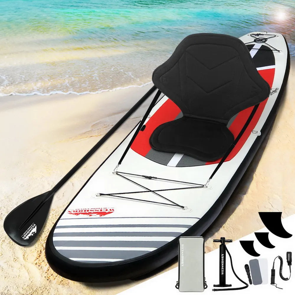 Weisshorn Stand Up Paddle Board 11ft Inflatable SUP Surfboard Paddleboard Kayak Surf Black - Image 8