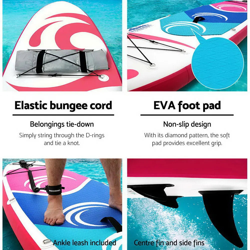 Weisshorn Stand Up Paddle Board 11ft Inflatable SUP Surfboard Paddleboard Kayak Surf Pink - Image 5