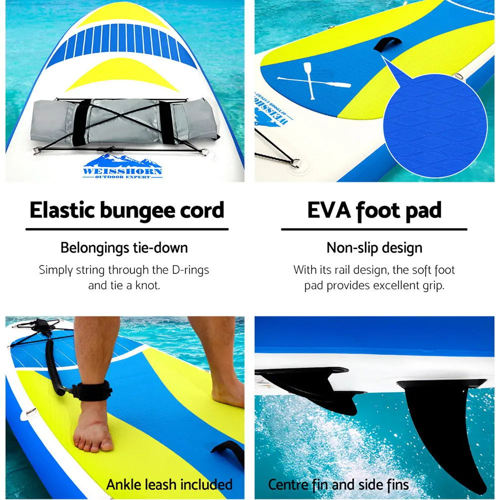 Weisshorn Stand Up Paddle Board 11ft Inflatable SUP Surfboard Paddleboard Kayak Surf Yellow - Image 5