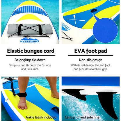 Weisshorn Stand Up Paddle Board 11ft Inflatable SUP Surfboard Paddleboard Kayak Surf Yellow - Image 5