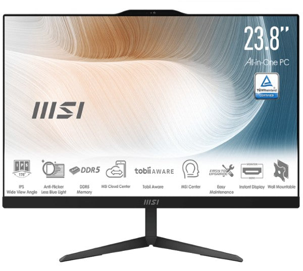 MSI Modern AM242P 1M-1832AU AIO Black, 23.8' Non-Touch, Core 7 150U/D5 2x8G /1TB SSD/WiFi6/Webcam...