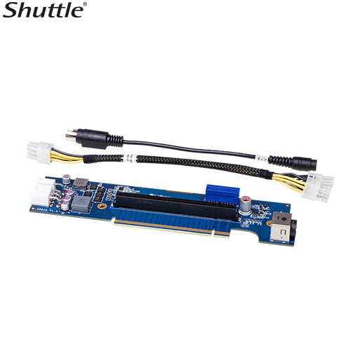 Shuttle XPCs Add-On Cards includes a PCIe riser card with a Molex power cable and a power extende...