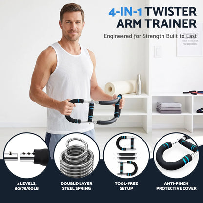 Everfit Twister Arm Exerciser 60-90lb Adjustable Chest Workout Equipment Home Gym Fitness - Image 4