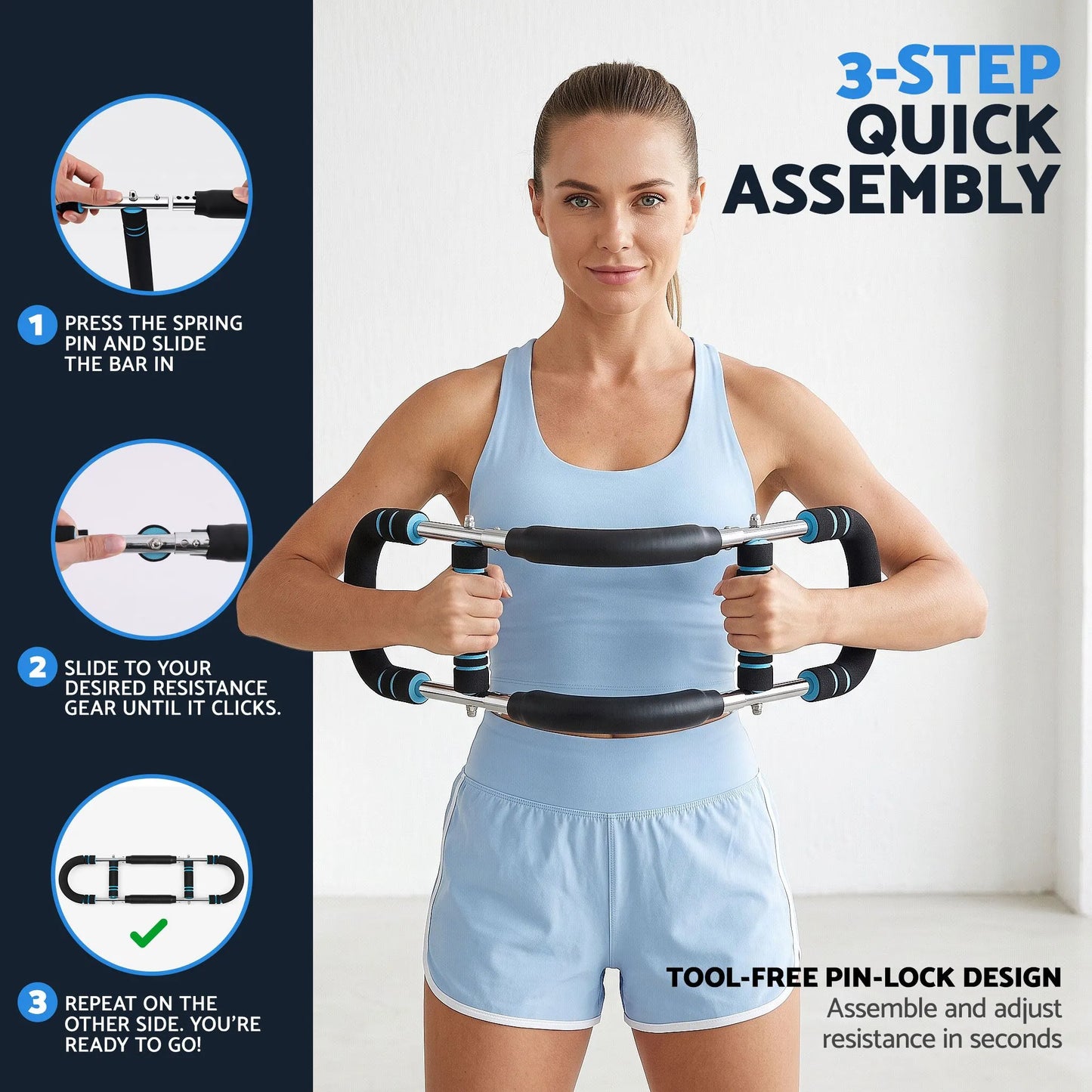 Everfit Twister Arm Exerciser 60-90lb Adjustable Chest Workout Equipment Home Gym Fitness - Image 8
