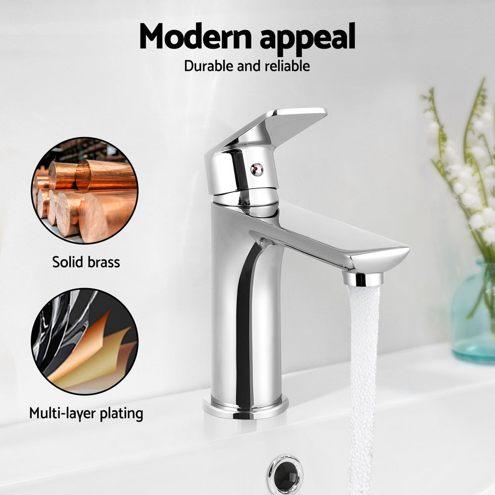 Cefito Bathroom Basin Mixer Tap Brass Faucet Vanity Laundry Sink Chrome - Image 5