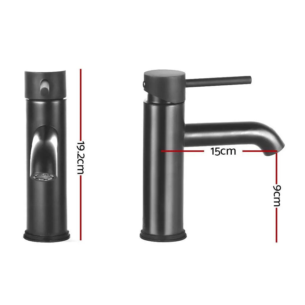 Cefito Bathroom Basin Mixer Tap Round Brass Faucet Vanity Laundry Black - Image 2