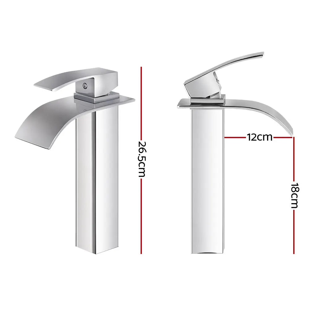 Cefito Bathroom Basin Mixer Tap Thin Tall Faucet Vanity Laundry Black - Image 2