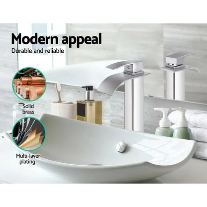 Cefito Bathroom Basin Mixer Tap Thin Tall Faucet Vanity Laundry Black - Image 4