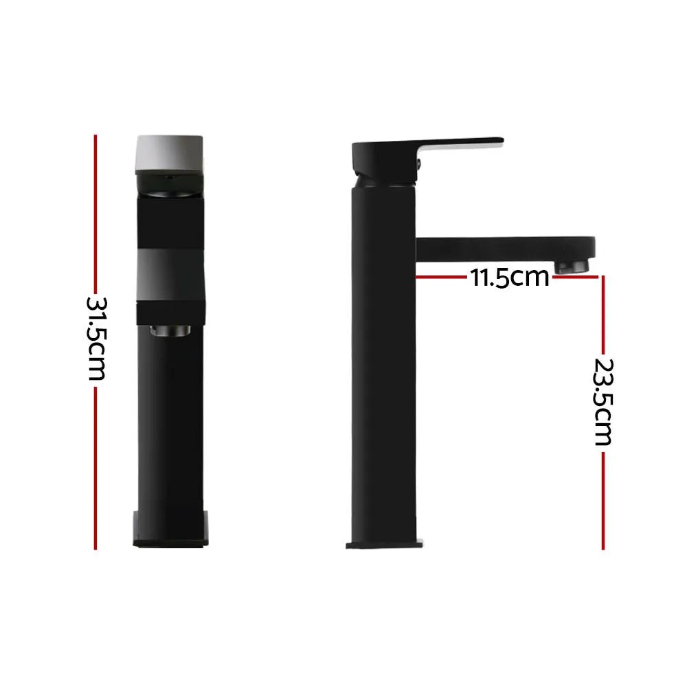 Cefito Bathroom Basin Mixer Tap Square Tall Faucet Vanity Laundry Black - Image 2