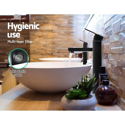 Cefito Bathroom Basin Mixer Tap Square Tall Faucet Vanity Laundry Black - Image 6