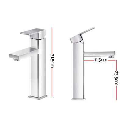 Cefito Bathroom Basin Mixer Tap Square Tall Faucet Vanity Laundry Chrome - Image 2