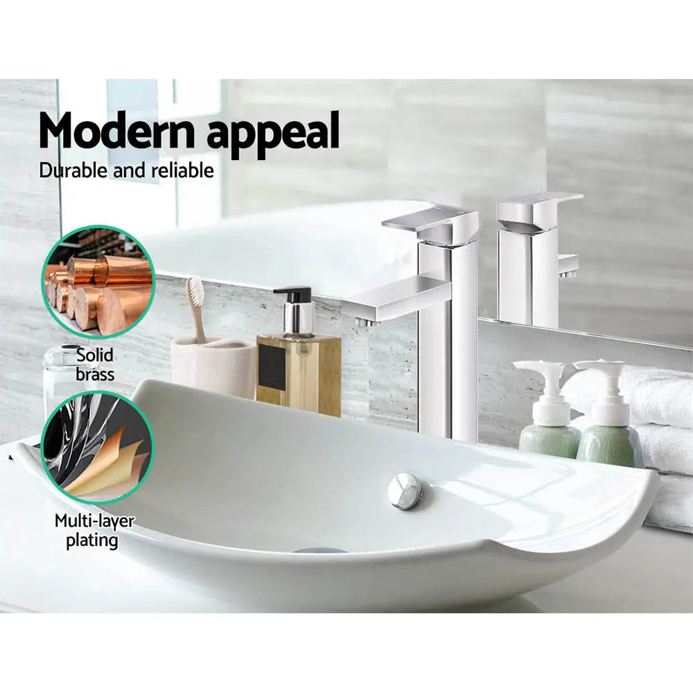 Cefito Bathroom Basin Mixer Tap Square Tall Faucet Vanity Laundry Chrome - Image 5