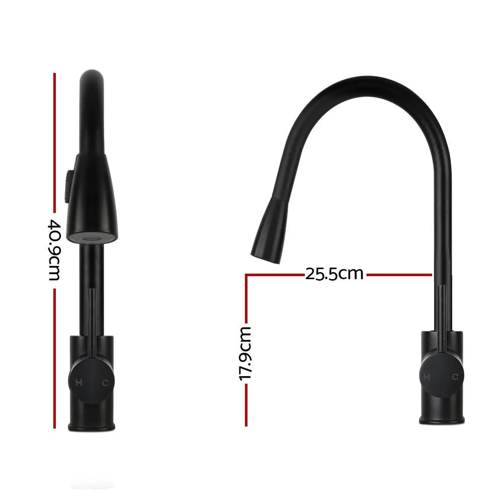 Cefito Kitchen Mixer Tap Pull Out 2 Mode Sink Faucet Basin Laundry Black - Image 2