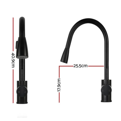 Cefito Kitchen Mixer Tap Pull Out 2 Mode Sink Faucet Basin Laundry Black - Image 2