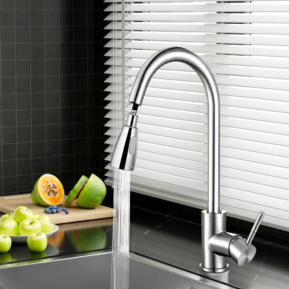 Cefito Kitchen Mixer Tap Pull Out 2 Mode Sink Faucet Basin Laundry Chrome - Image 8