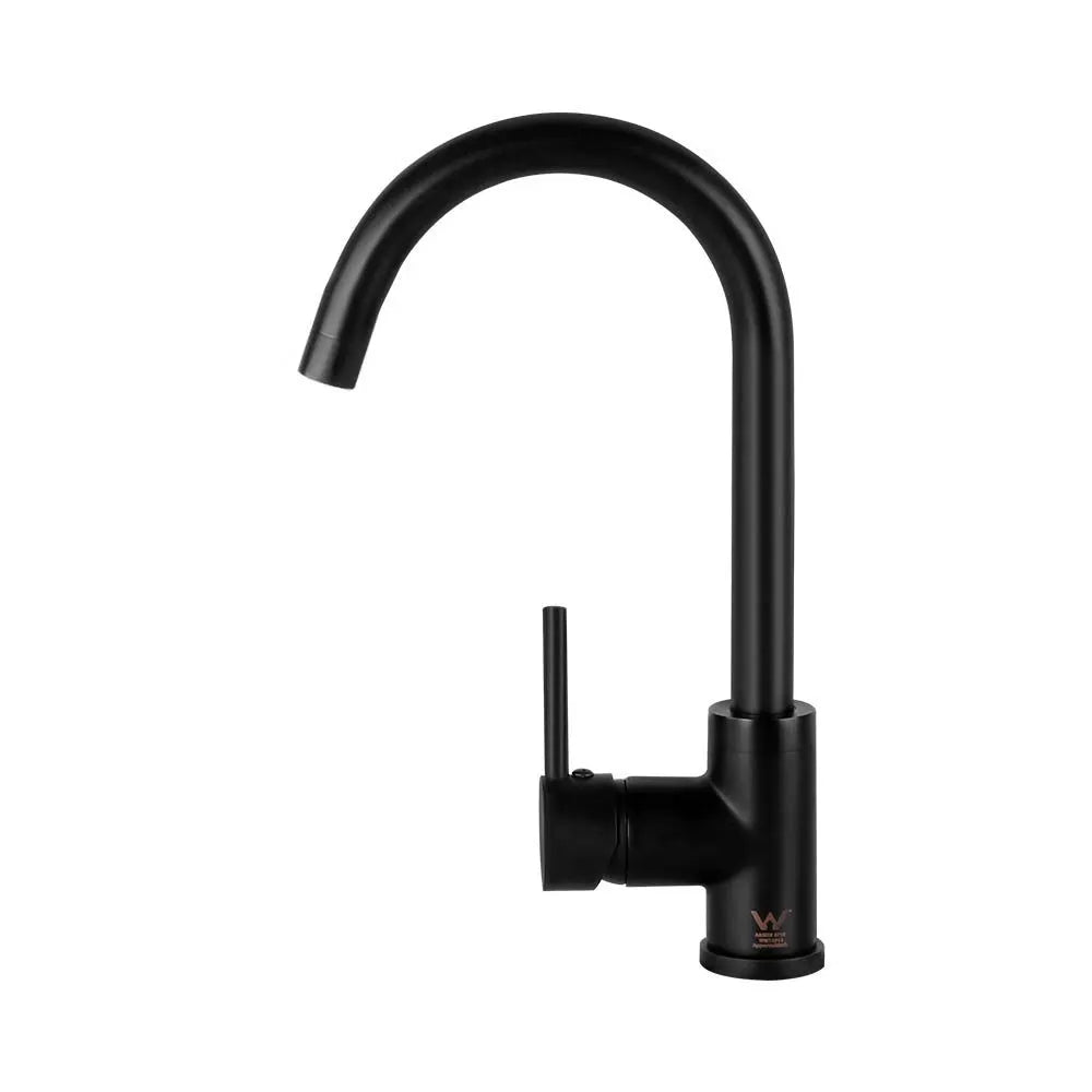 Cefito Kitchen Mixer Tap Mixer Round Sink Faucet Basin Laundry Black - Image 4