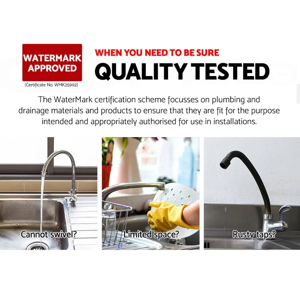 Cefito Kitchen Mixer Tap Mixer Round Sink Faucet Basin Laundry Black - Image 5