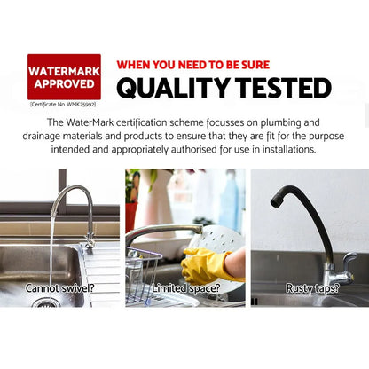 Cefito Kitchen Mixer Tap Mixer Round Sink Faucet Basin Laundry Black - Image 5