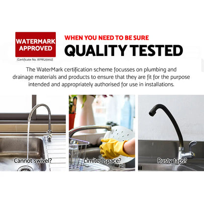 Cefito Kitchen Mixer Tap Mixer Round Sink Faucet Basin Laundry Chrome - Image 4