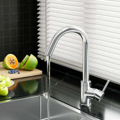 Cefito Kitchen Mixer Tap Mixer Round Sink Faucet Basin Laundry Chrome - Image 7