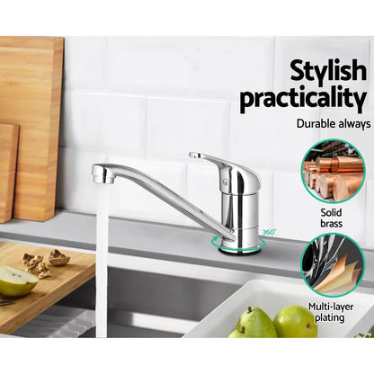 Cefito Kitchen Mixer Tap Mixer Long Spout Sink Faucet Basin Laundry Chrome - Image 5