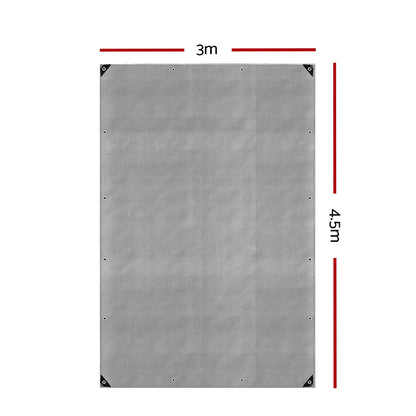 Instahut Tarp Tarpaulin 3x4.5m Canvas Camping Heavy Duty Sun Cover - Image 2