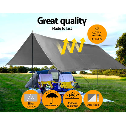 Instahut Tarp Tarpaulin 3x4.5m Canvas Camping Heavy Duty Sun Cover - Image 4