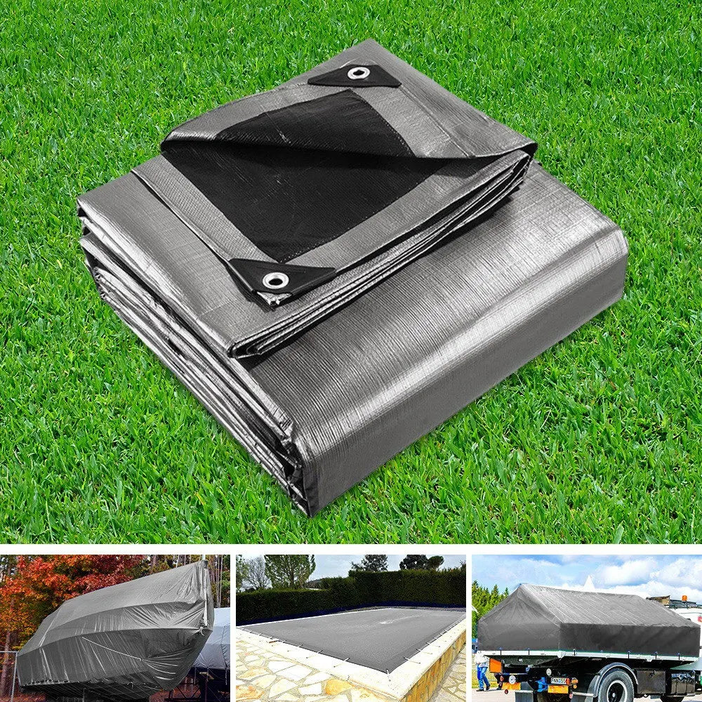 Instahut Tarp Tarpaulin 3x4.5m Canvas Camping Heavy Duty Sun Cover - Image 7