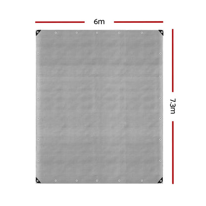 Instahut Tarp Tarpaulin 6x7.3m Canvas Camping Heavy Duty Sun Cover - Image 2