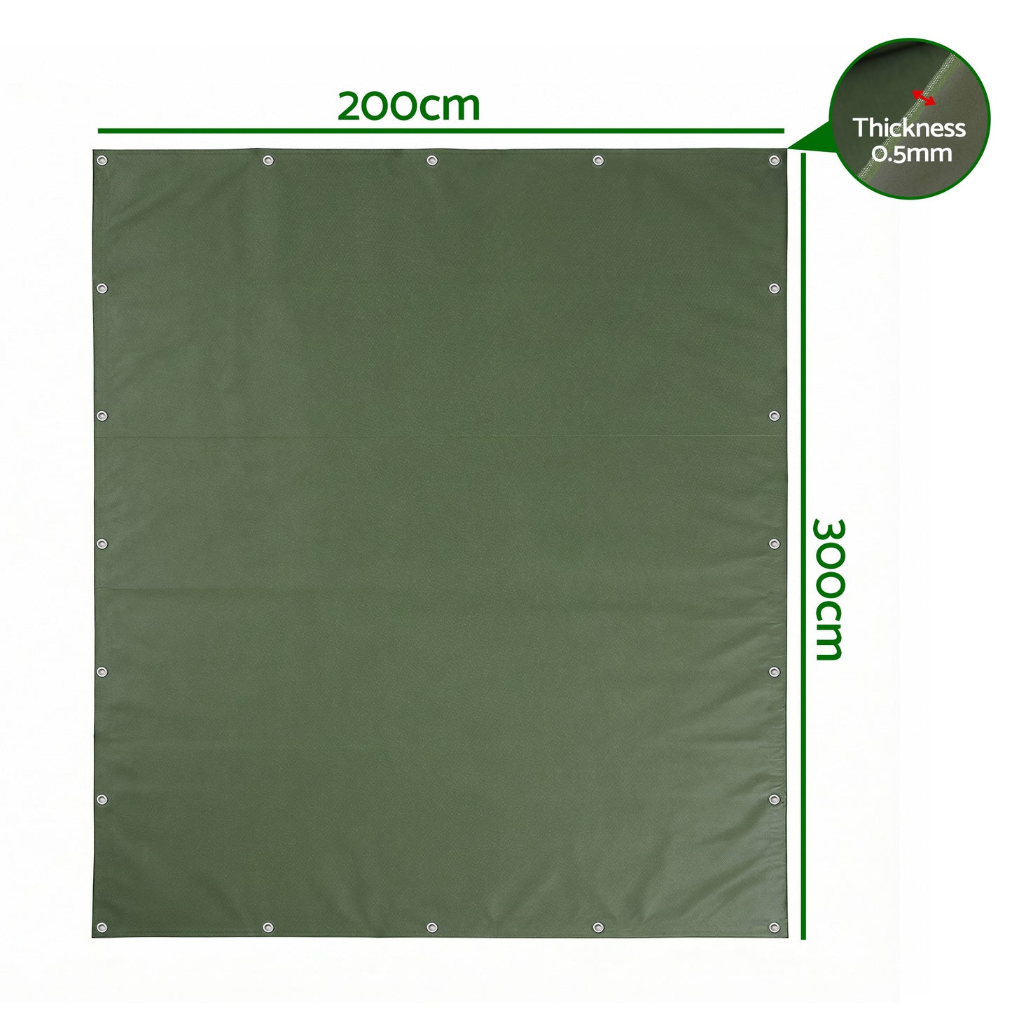 Instahut 2x3m Tarp Tarpaulin 600GSM Camping Canvas Heavy Duty Water Resistant - Image 2