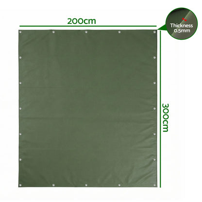 Instahut 2x3m Tarp Tarpaulin 600GSM Camping Canvas Heavy Duty Water Resistant - Image 2
