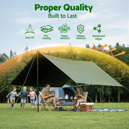 Instahut 2x3m Tarp Tarpaulin 600GSM Camping Canvas Heavy Duty Water Resistant - Image 4