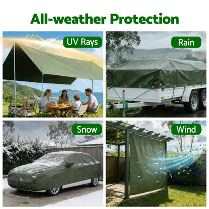 Instahut 2x3m Tarp Tarpaulin 600GSM Camping Canvas Heavy Duty Water Resistant - Image 6