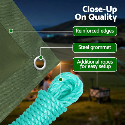 Instahut 2x3m Tarp Tarpaulin 600GSM Camping Canvas Heavy Duty Water Resistant - Image 7