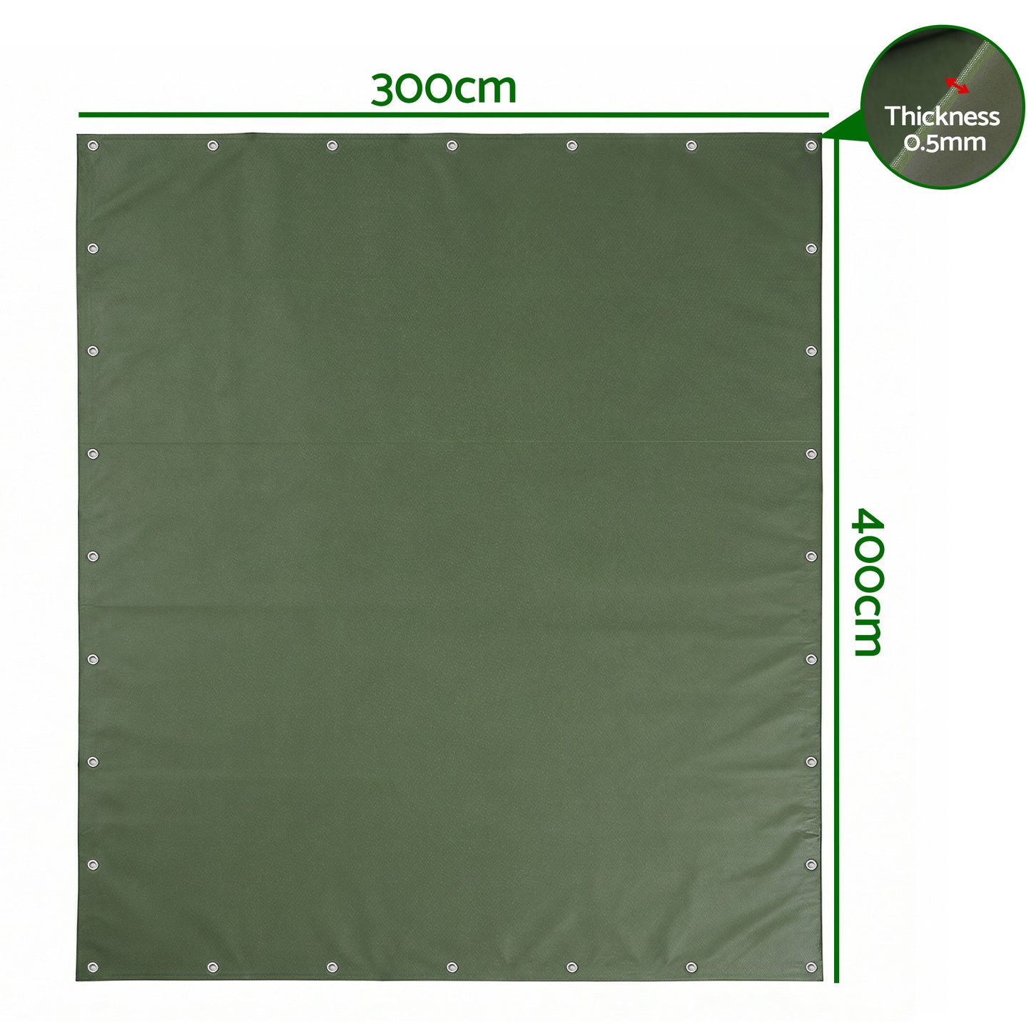 Instahut 3x4m Tarp Tarpaulin 600GSM Camping Canvas Heavy Duty Water Resistant - Image 2