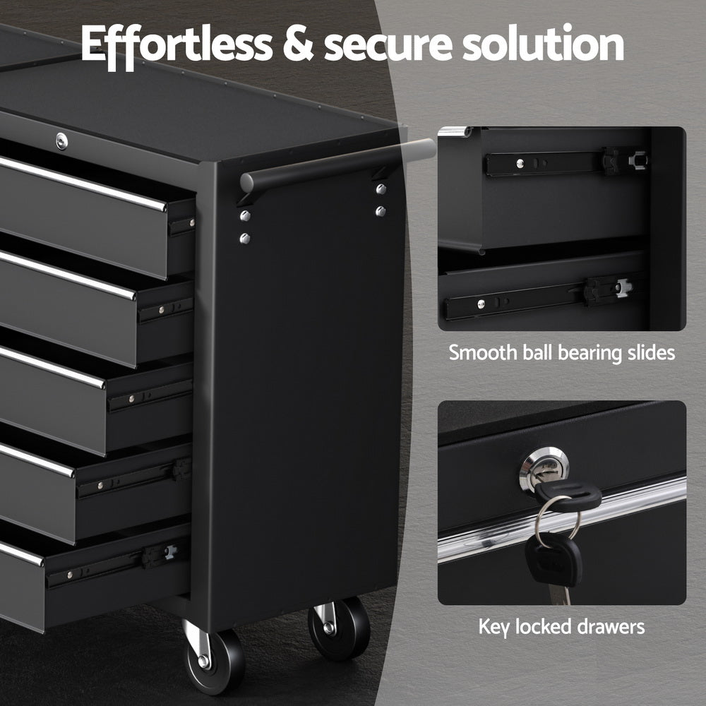 Giantz Tool Chest Trolley 10 Drawers Toolbox Storage Black - Image 5