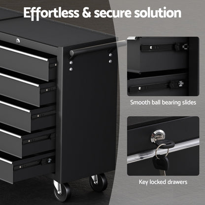 Giantz Tool Chest Trolley 10 Drawers Toolbox Storage Black - Image 5