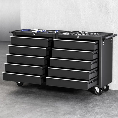 Giantz Tool Chest Trolley 10 Drawers Toolbox Storage Black - Image 7