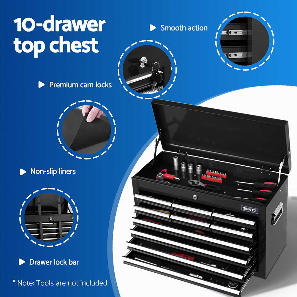 Giantz 13 Drawer Tool Box Cabinet Chest Toolbox Storage Garage Organiser Black - Image 3