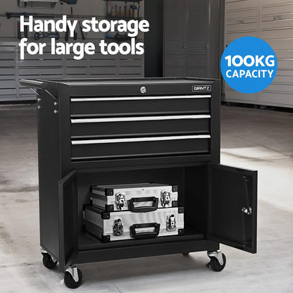 Giantz 13 Drawer Tool Box Cabinet Chest Toolbox Storage Garage Organiser Black - Image 5