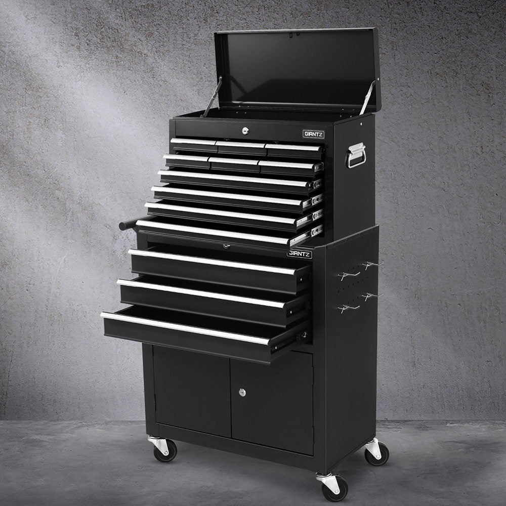 Giantz 13 Drawer Tool Box Cabinet Chest Toolbox Storage Garage Organiser Black - Image 7