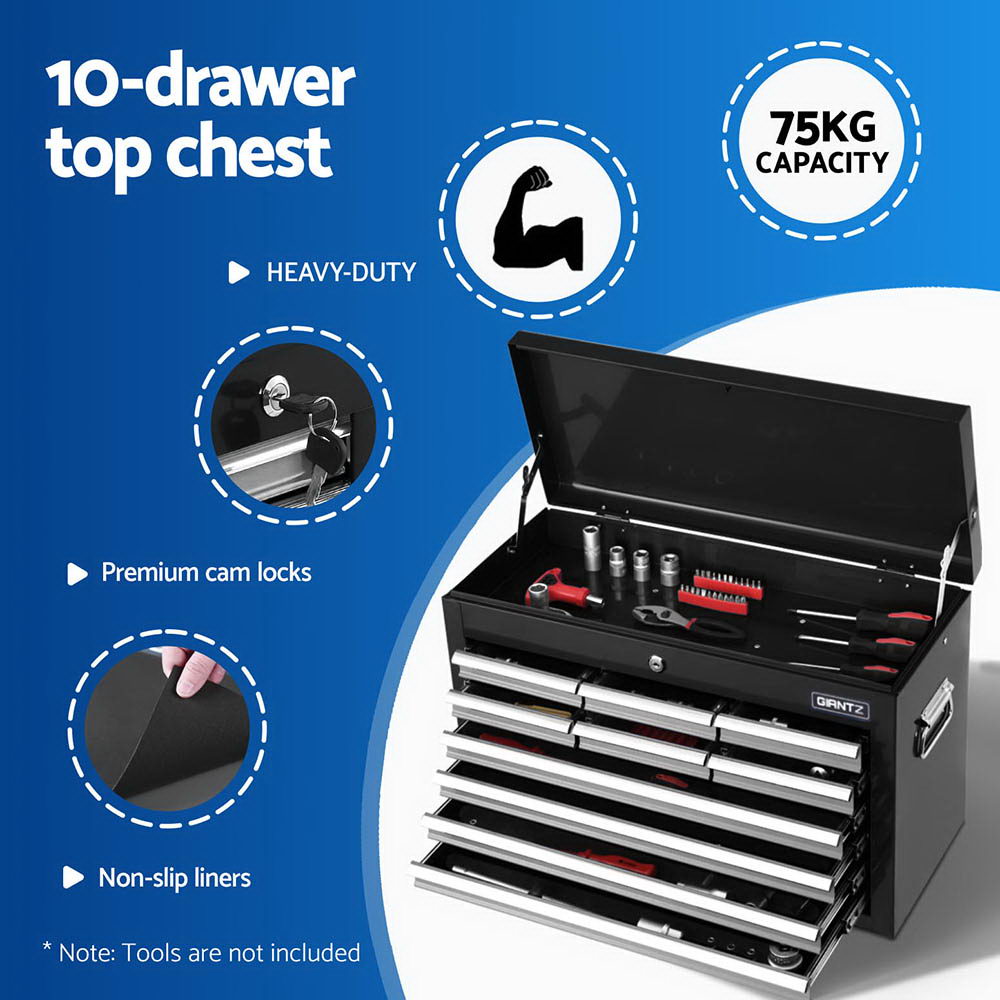 Giantz 15 Drawers Tool Chest Trolley Toolbox 2-in-1 Storage Black& Grey - Image 3