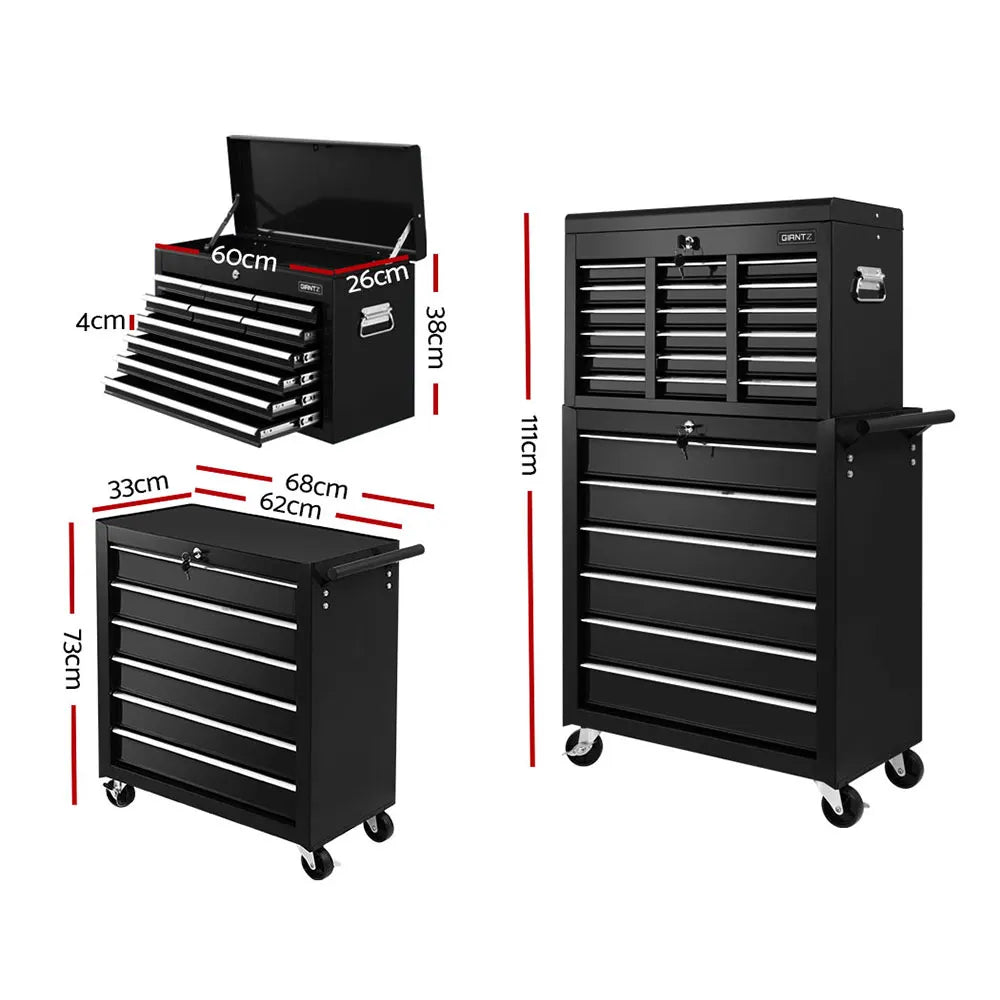 Giantz 16 Drawer Tool Box Cabinet Chest Trolley Toolbox Garage Storage Box - Image 2