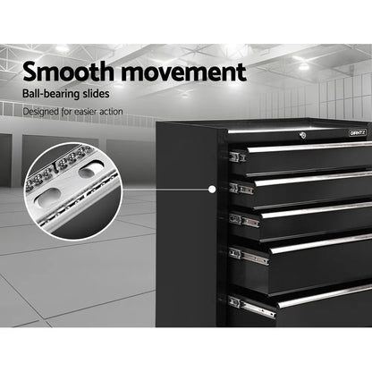 Giantz 5 Drawer Tool Box Cabinet Chest Trolley Box Garage Storage Toolbox Black - Image 5