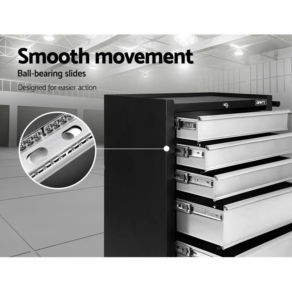 Giantz 5 Drawer Tool Box Cabinet Chest Trolley Box Garage Storage Toolbox Grey - Image 5