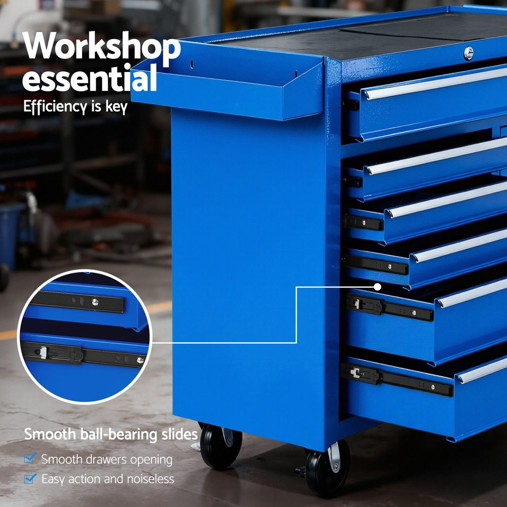Giantz 6 Drawer Tool Chest Trolley Cabinet Cart Toolbox Storage Organiser Wheels - Image 6