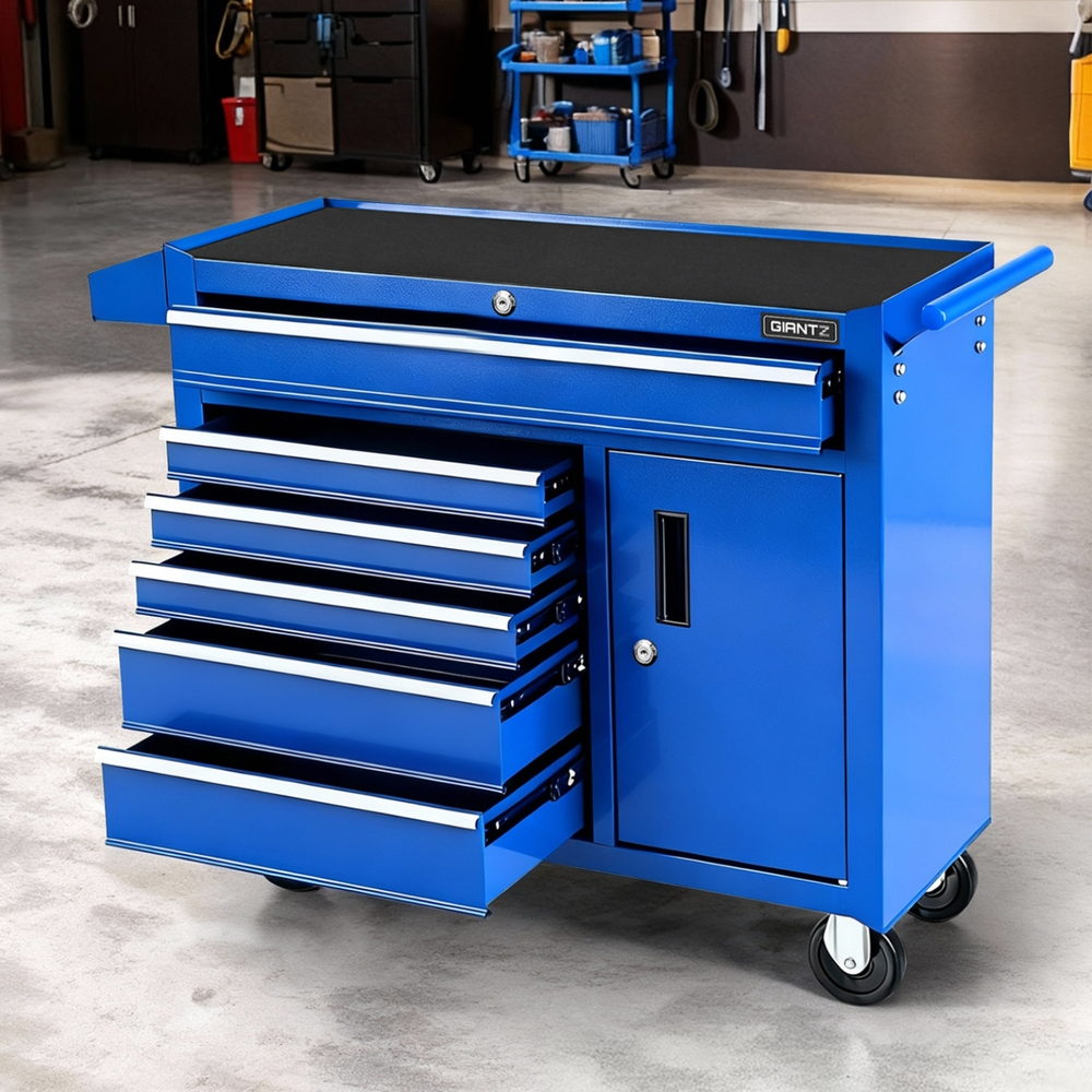 Giantz 6 Drawer Tool Chest Trolley Cabinet Cart Toolbox Storage Organiser Wheels - Image 7