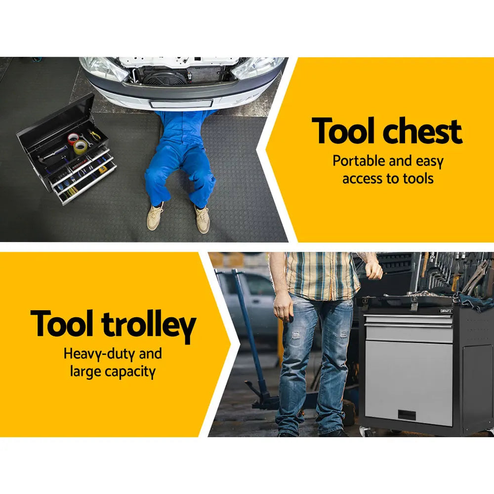 Giantz 7 Drawer Tool Box Cabinet Chest Trolley Toolbox Garage Storage Grey - Image 5